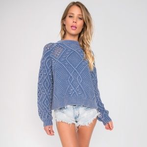 NWT Wildfox "Perf" Chunky Cable Knit Sweater